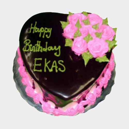 Eggless Heartshape Chocolate Cake